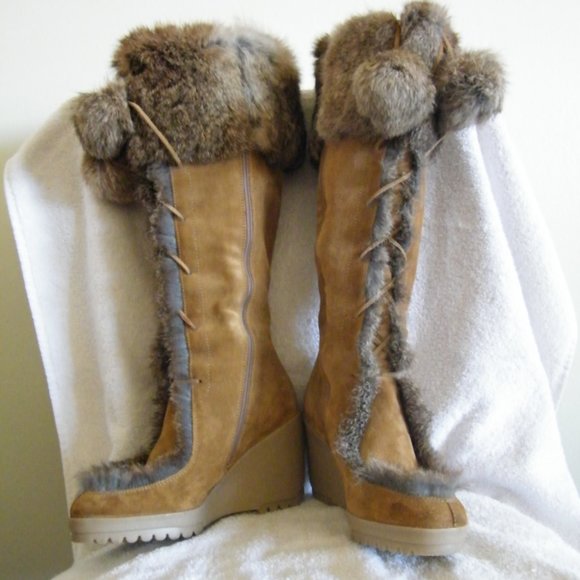 Coach Karita Suede and Rabbit Fur ' Real Fur ' Boots , Size US 5 1/2 - Picture 6 of 13